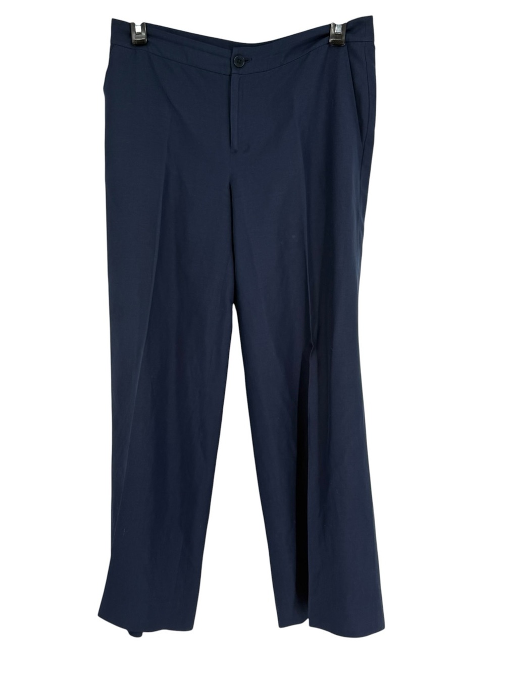 Lauren Ralph Lauren Silk /Linen Trouser Pants Size 8 Navy Wide Leg Work Pockets